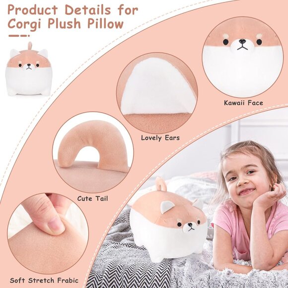 🆕 Kawaii Plushies Dog Soft Pillow Stuffed Animal Anime Corgi Cute Toy Birthday - Picture 3 of 6